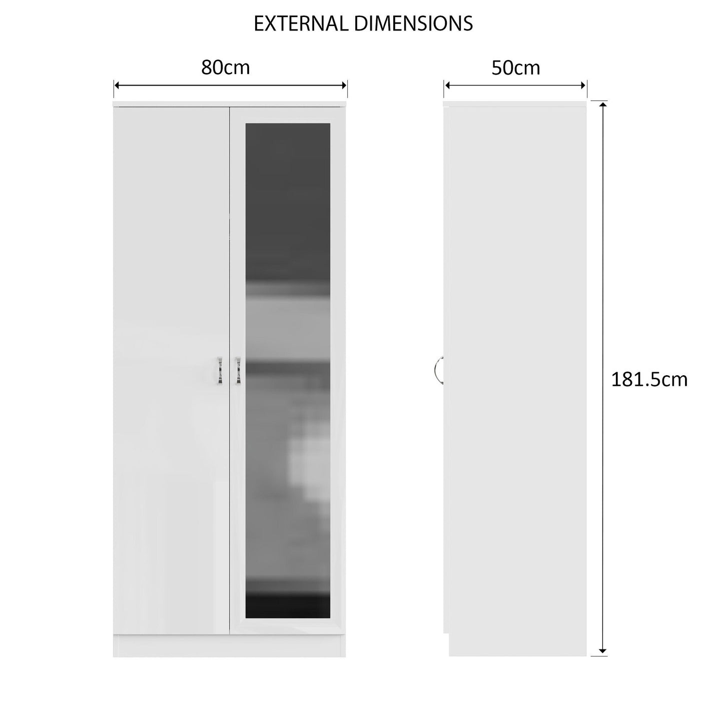Chilton 2 Door Wardrobe With Mirror - White Gloss Front