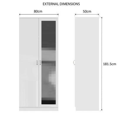 Chilton 2 Door Wardrobe With Mirror - White Gloss Front