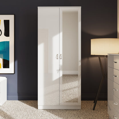 Chilton 2 Door Wardrobe With Mirror - White Gloss Front