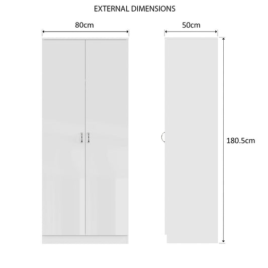 Chilton 2 Door Wardrobe - White Gloss Front