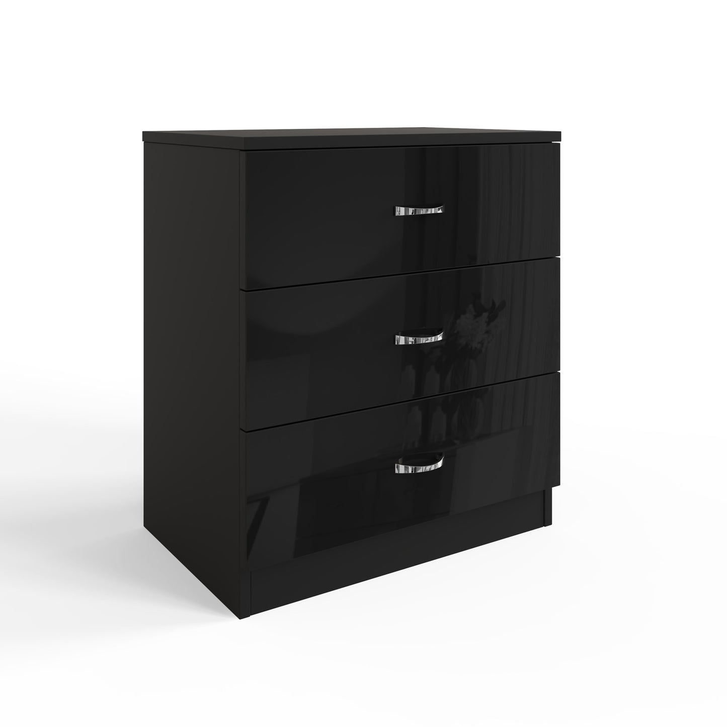 Chilton 3 Drawer Chest Of Drawers - Black Gloss Front