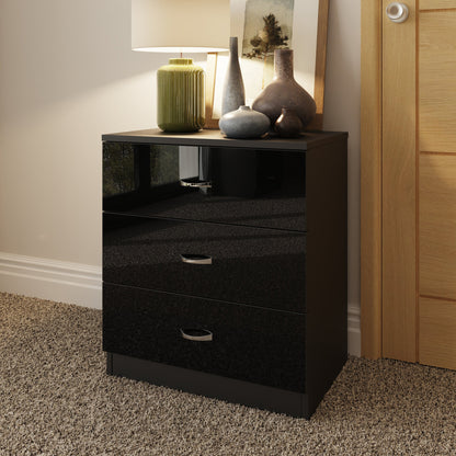 Chilton 3 Drawer Chest Of Drawers - Black Gloss Front