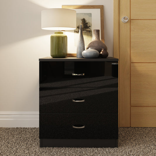 Chilton 3 Drawer Chest Of Drawers - Black Gloss Front