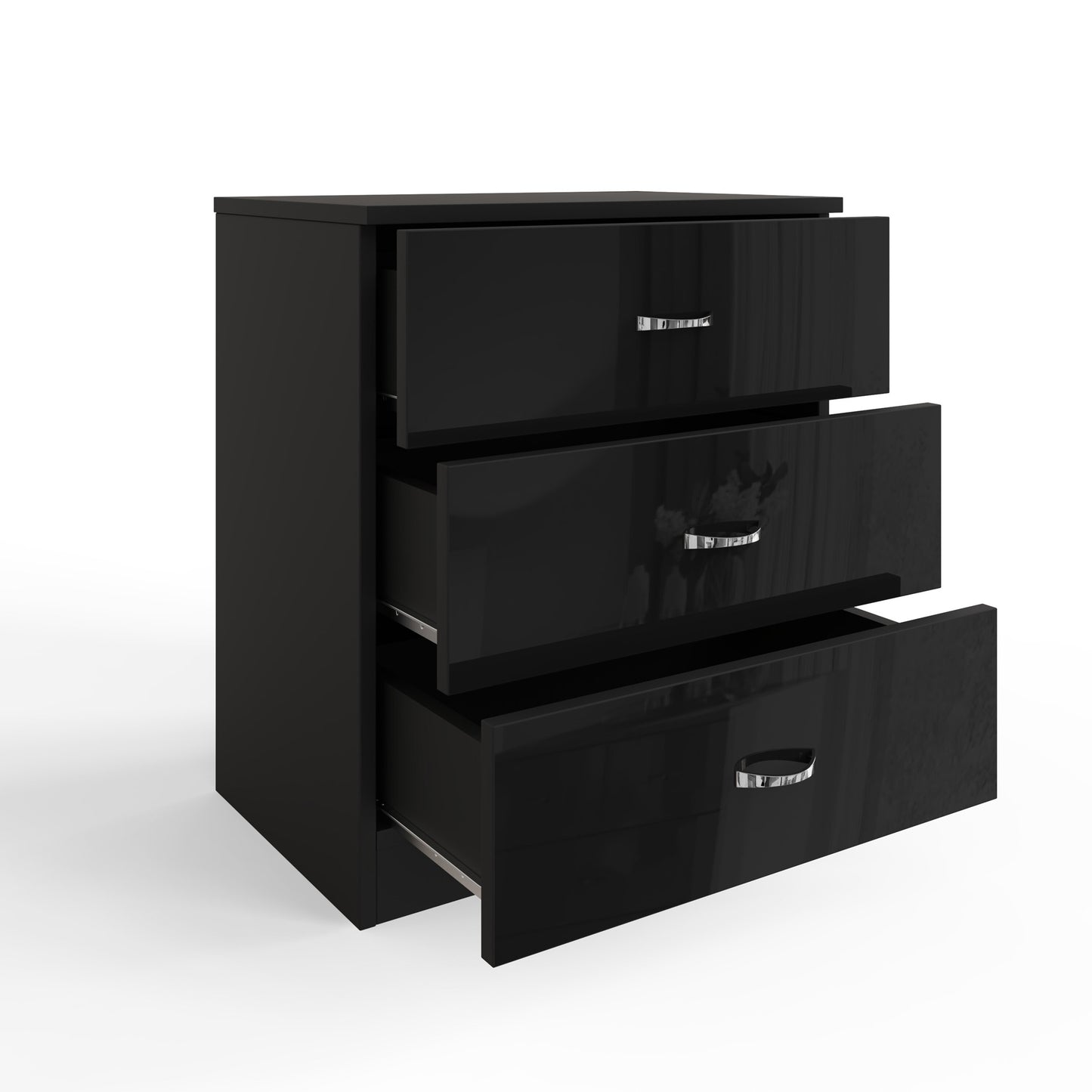 Chilton 3 Drawer Chest Of Drawers - Black Gloss Front