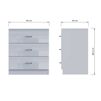 Chilton 3 Drawer Chest Of Drawers - Grey Gloss Front
