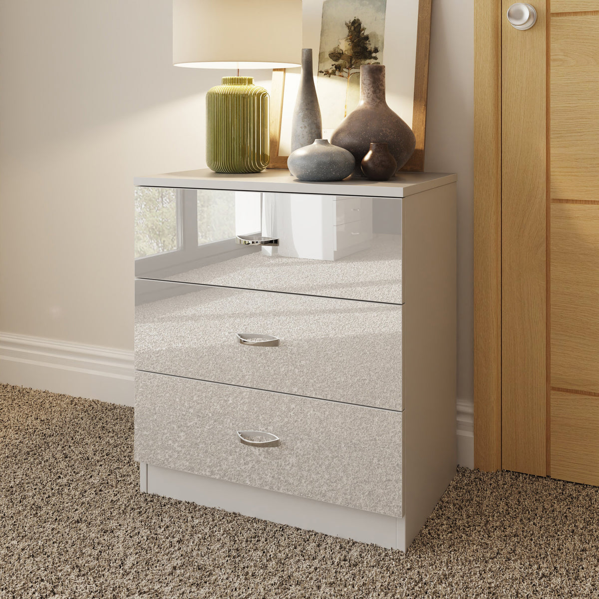 Chilton 3 Drawer Chest Of Drawers - White Gloss Front