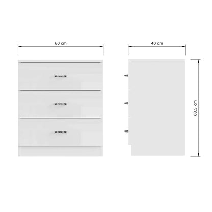 Chilton 3 Drawer Chest Of Drawers - White Gloss Front