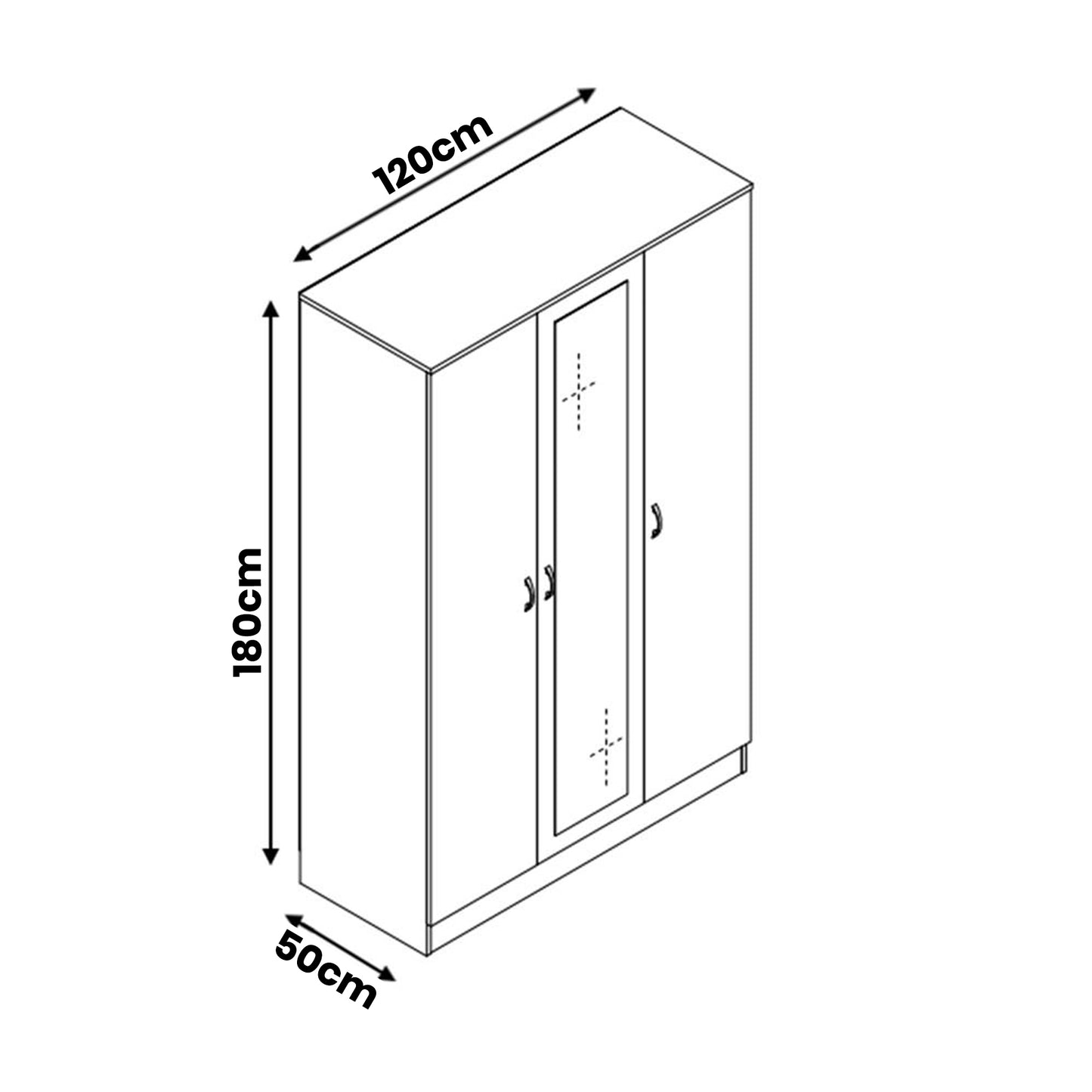 Chilton 3 Door Wardrobe With Mirror - Grey Gloss Front