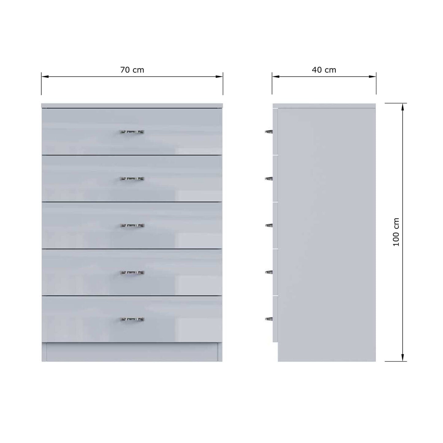 Chilton 5 Drawer Chest Of Drawers - Grey Gloss Front
