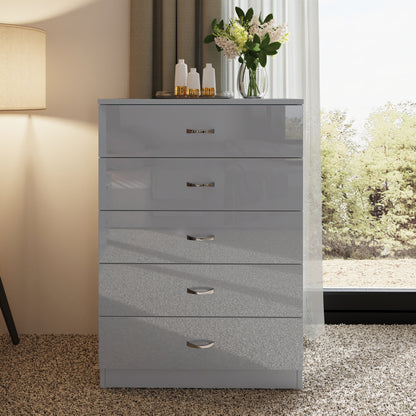 Chilton 5 Drawer Chest Of Drawers - Grey Gloss Front