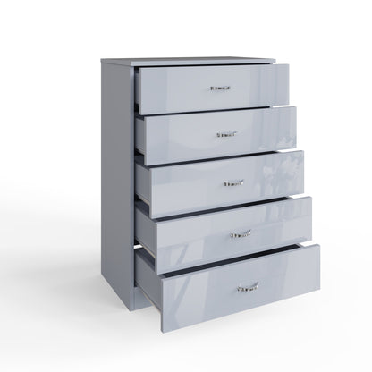 Chilton 5 Drawer Chest Of Drawers - Grey Gloss Front