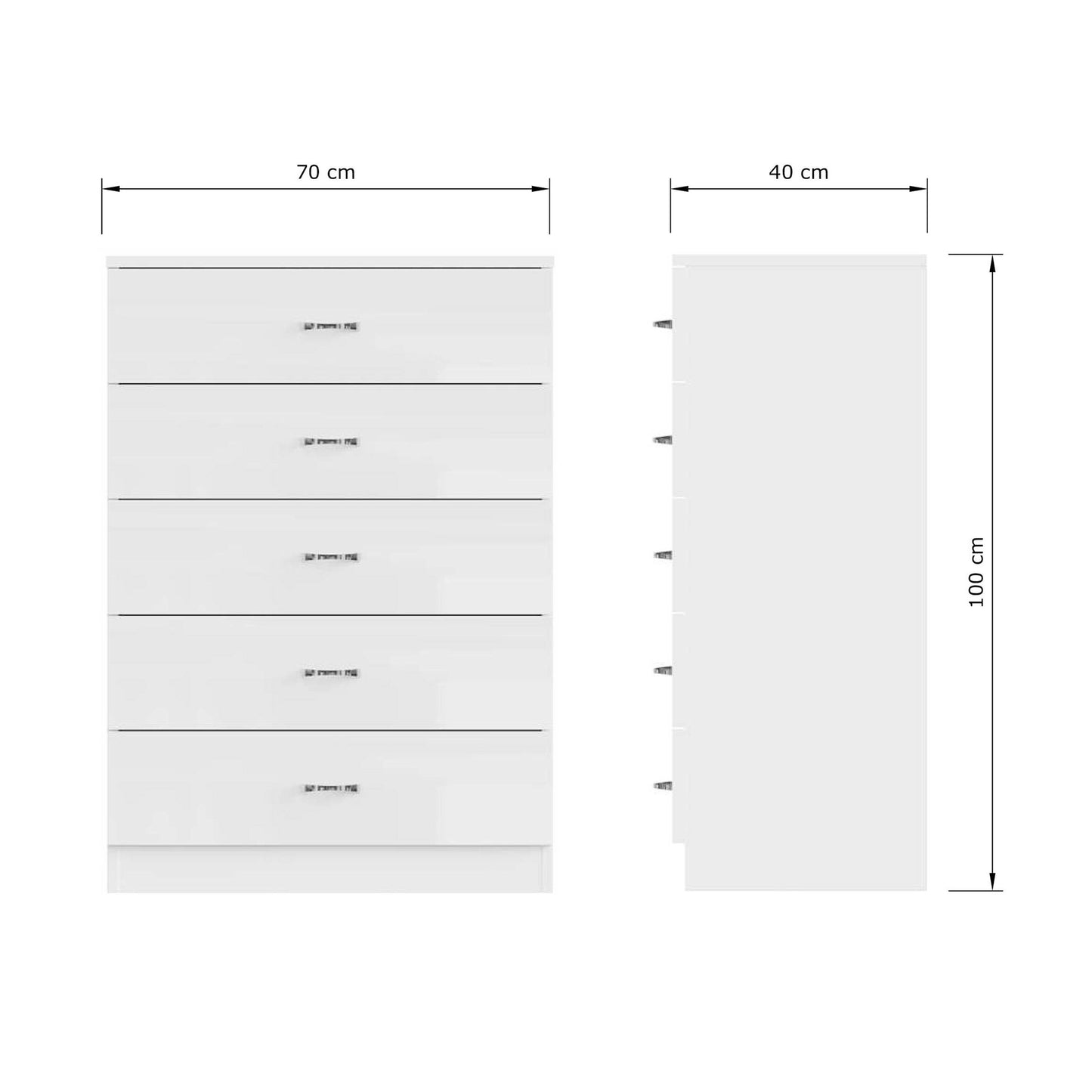 Chilton 5 Drawer Chest Of Drawers - White Gloss Front