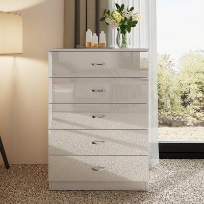 Chilton 5 Drawer Chest Of Drawers - White Gloss Front