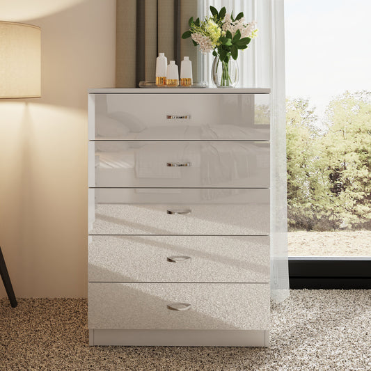 Chilton 5 Drawer Chest Of Drawers - White Gloss Front
