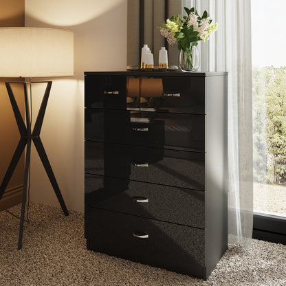 Chilton 6 Drawer Chest Of Drawers - Black Gloss Front