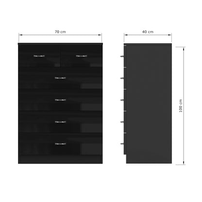 Chilton 6 Drawer Chest Of Drawers - Black Gloss Front