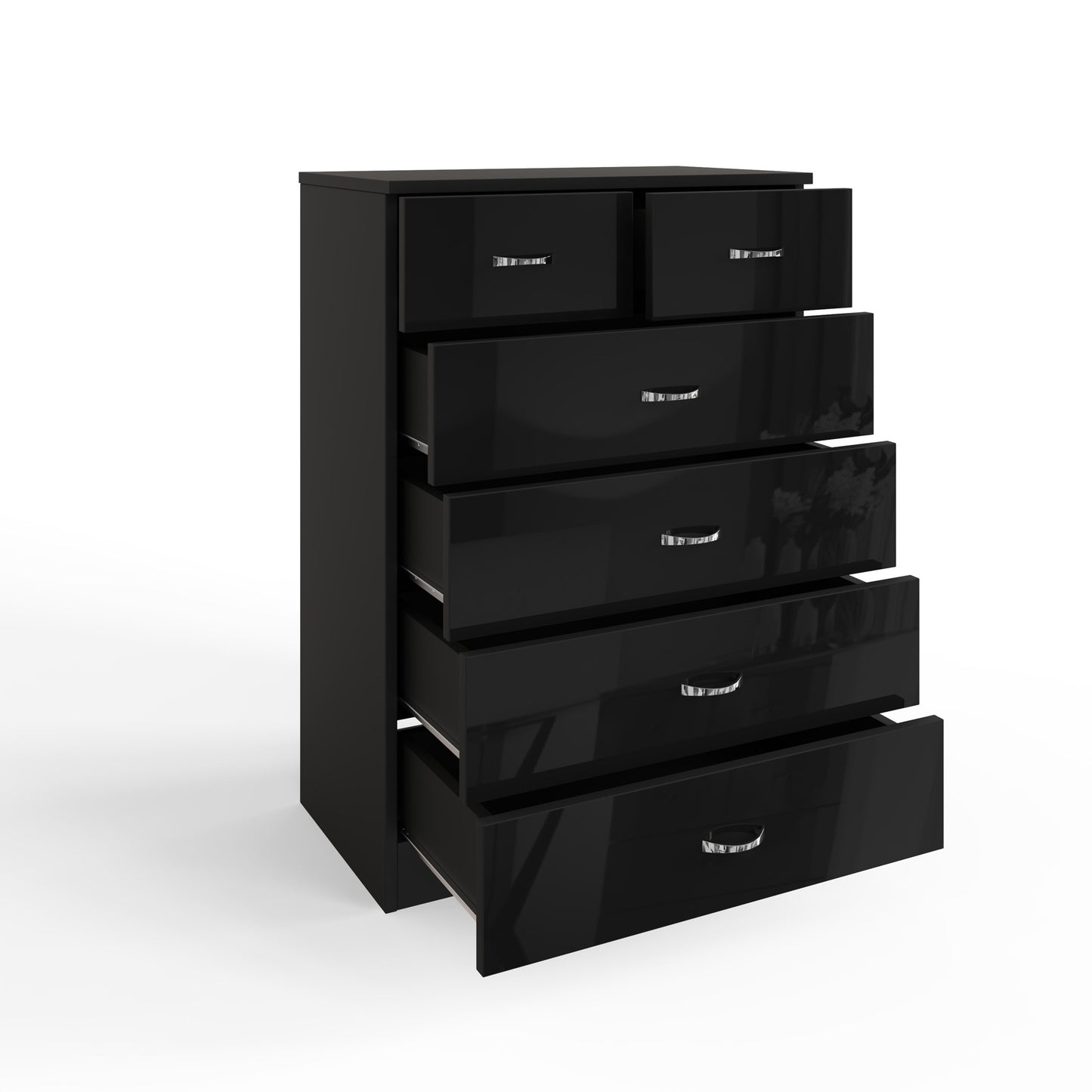 Chilton 6 Drawer Chest Of Drawers - Black Gloss Front