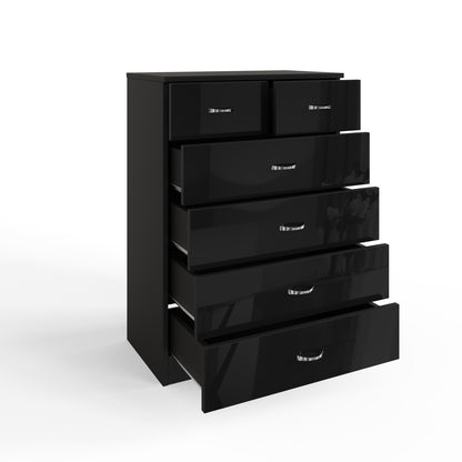 Chilton 6 Drawer Chest Of Drawers - Black Gloss Front