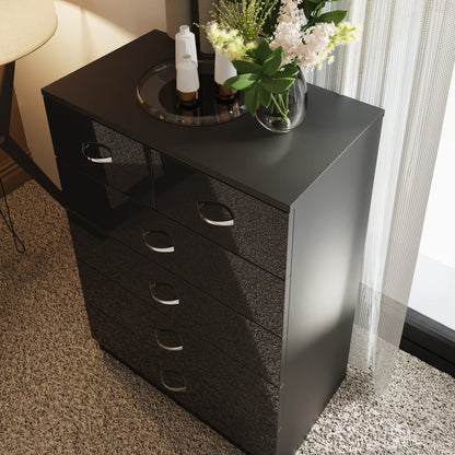 Chilton 6 Drawer Chest Of Drawers - Black Gloss Front