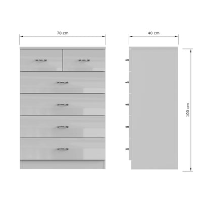 Chilton 6 Drawer Chest Of Drawers - Grey Gloss Front