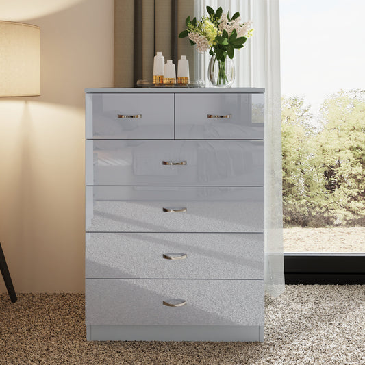 Chilton 6 Drawer Chest Of Drawers - Grey Gloss Front