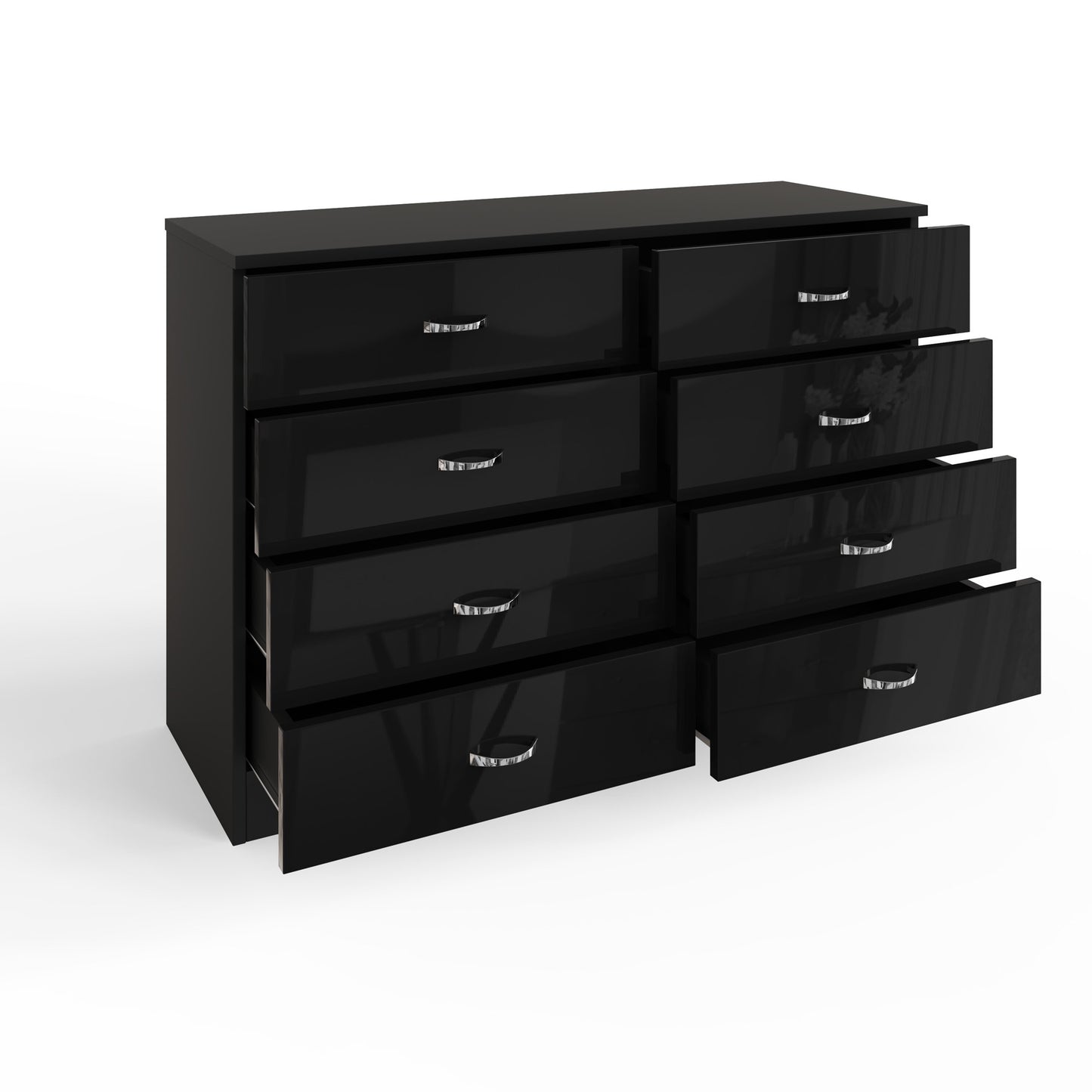 Chilton 8 Drawer Chest Of Drawers - Black Gloss Front