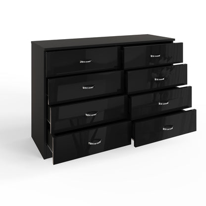 Chilton 8 Drawer Chest Of Drawers - Black Gloss Front