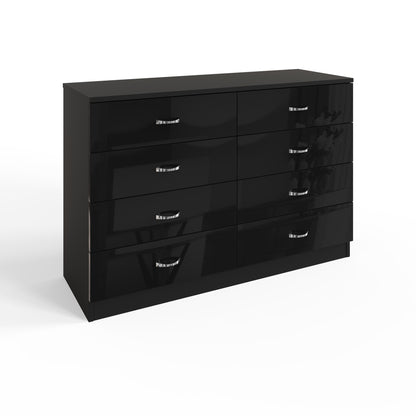 Chilton 8 Drawer Chest Of Drawers - Black Gloss Front
