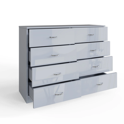 Chilton 8 Drawer Chest Of Drawers - Grey Gloss Front