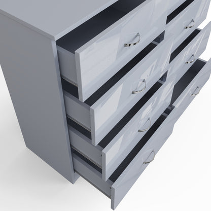Chilton 8 Drawer Chest Of Drawers - Grey Gloss Front