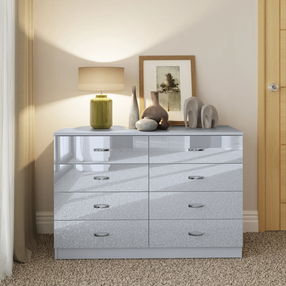 Chilton 8 Drawer Chest Of Drawers - Grey Gloss Front