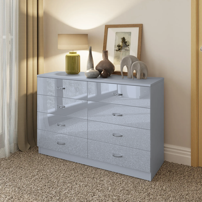 Chilton 8 Drawer Chest Of Drawers - Grey Gloss Front