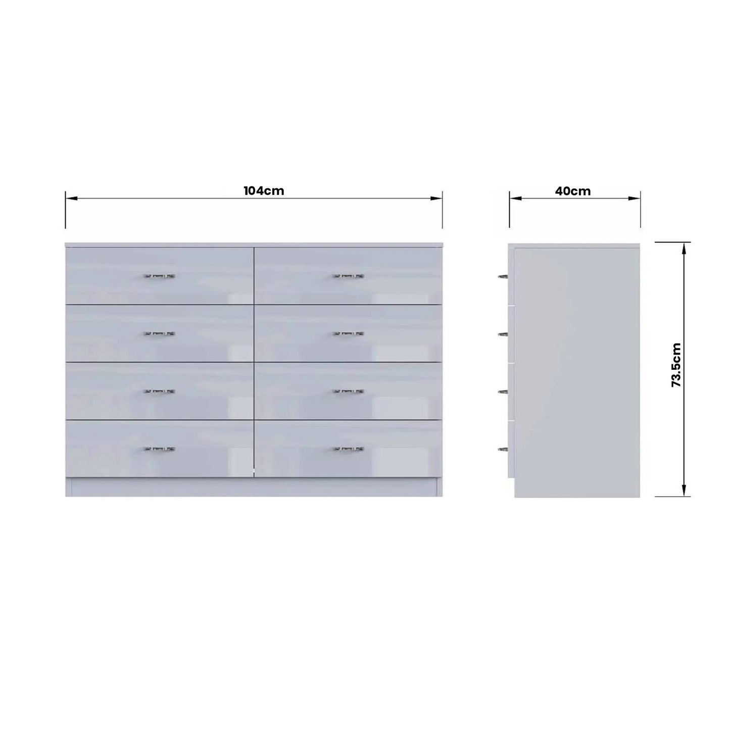 Chilton 8 Drawer Chest Of Drawers - Grey Gloss Front