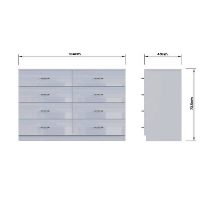 Chilton 8 Drawer Chest Of Drawers - Grey Gloss Front