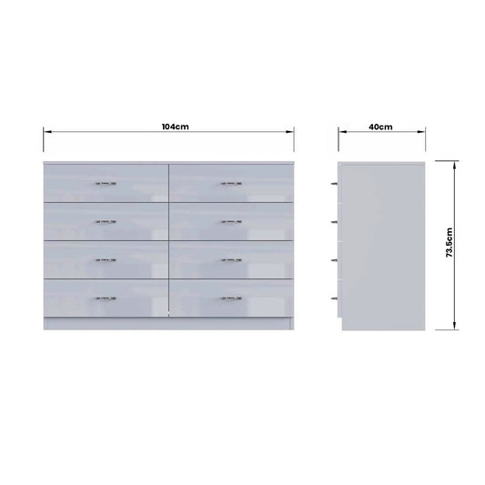 Chilton 8 Drawer Chest Of Drawers - Grey Gloss Front