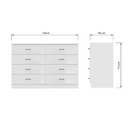 Chilton 8 Drawer Chest Of Drawers - White Gloss Front