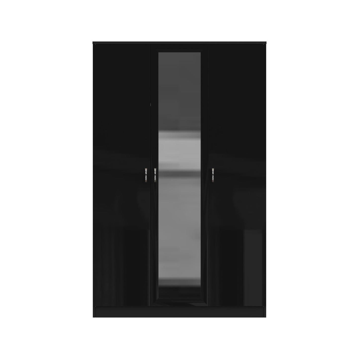 Chilton 3 Door Wardrobe With Mirror - Black Gloss Front