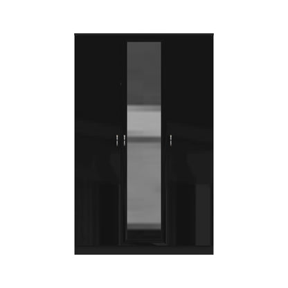 Chilton 3 Door Wardrobe With Mirror - Black Gloss Front