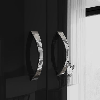 Chilton 3 Door Wardrobe With Mirror - Black Gloss Front