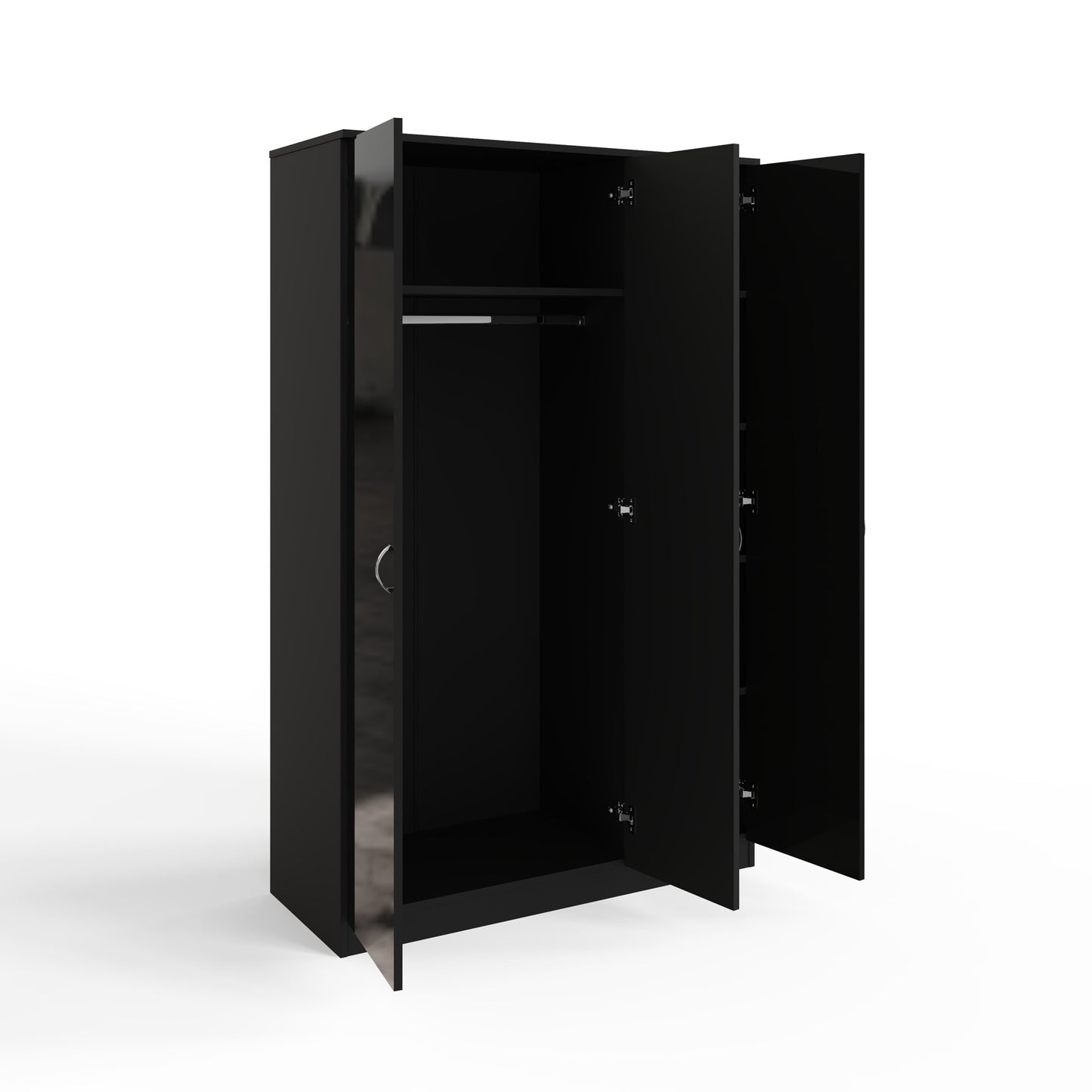 Chilton 3 Door Wardrobe With Mirror - Black Gloss Front
