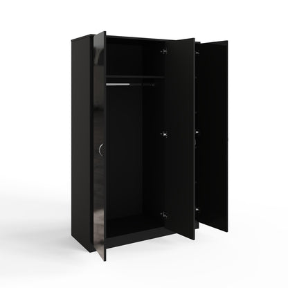 Chilton 3 Door Wardrobe With Mirror - Black Gloss Front