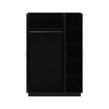 Chilton 3 Door Wardrobe With Mirror - Black Gloss Front