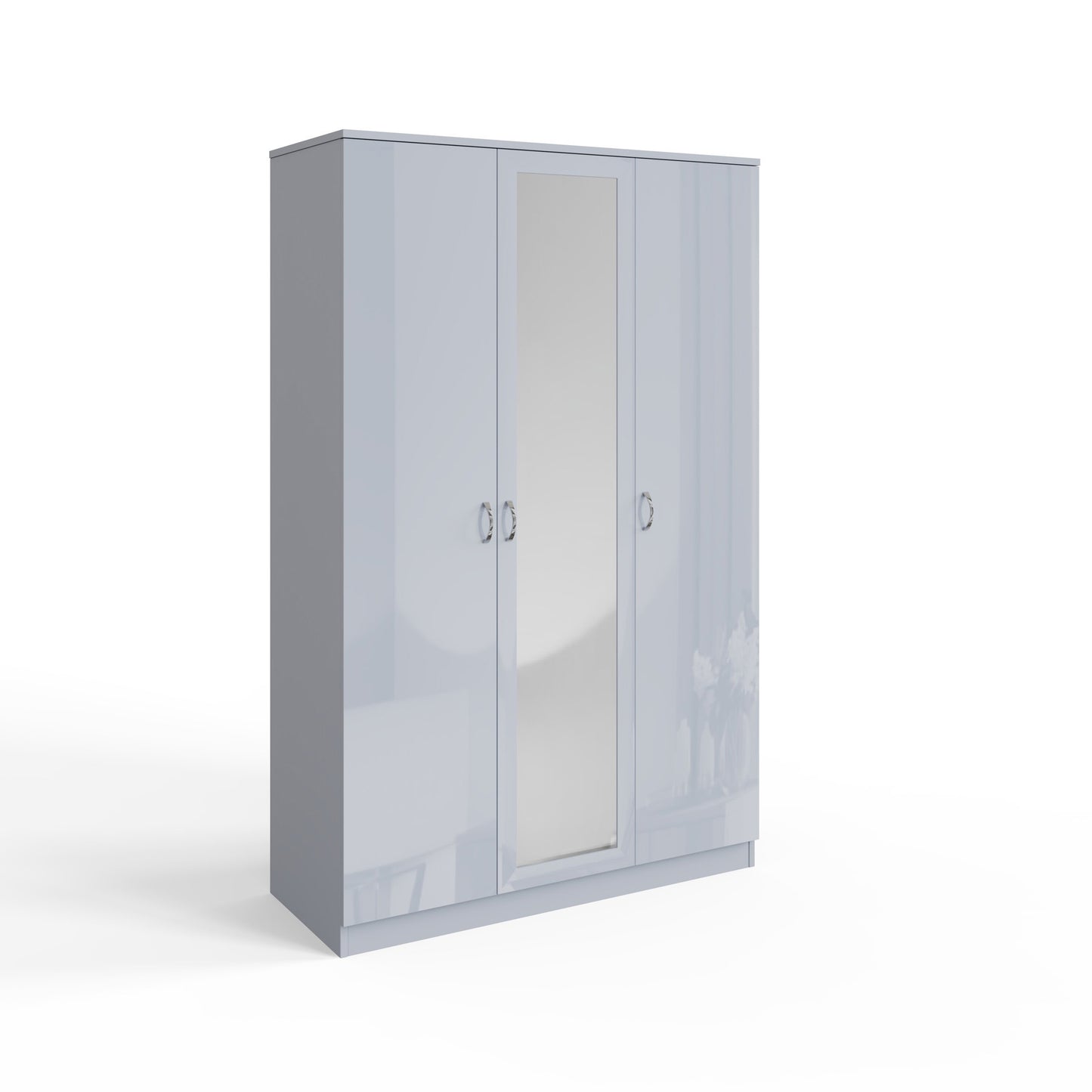 Chilton 3 Door Wardrobe With Mirror - Grey Gloss Front
