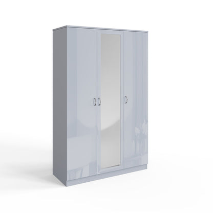 Chilton 3 Door Wardrobe With Mirror - Grey Gloss Front