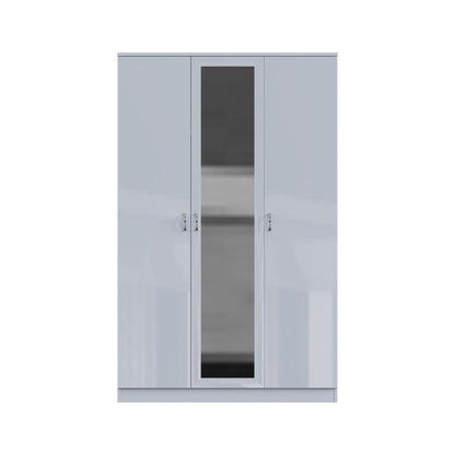 Chilton 3 Door Wardrobe With Mirror - Grey Gloss Front