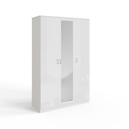 Chilton 3 Door Wardrobe With Mirror - White Gloss Front