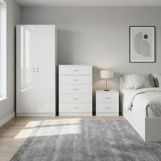 Chilton White Gloss Bedroom Set - 3 Pieces