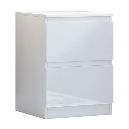 Carlton 2 Drawer Bedside Nightstand - White Gloss Front