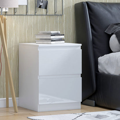 Carlton 2 Drawer Bedside Nightstand - White Gloss Front