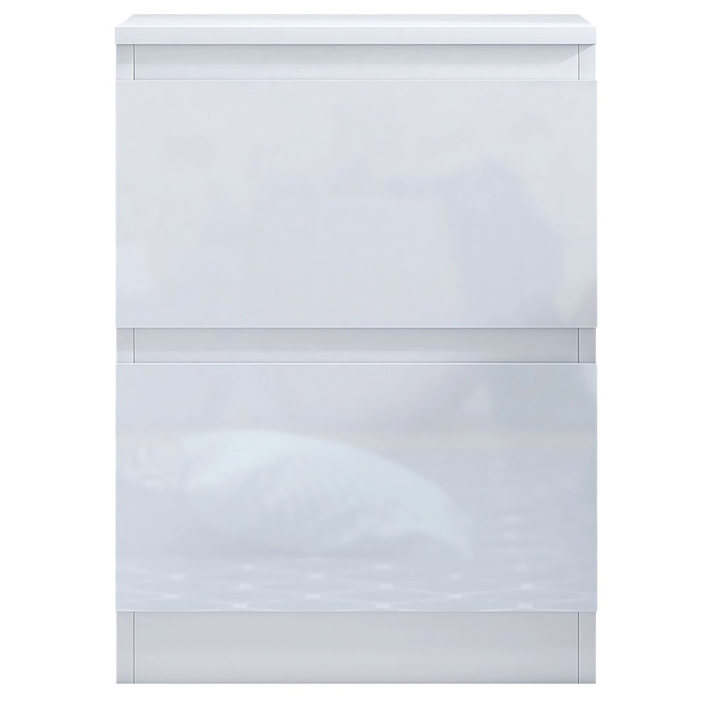 Carlton 2 Drawer Bedside Nightstand - White Gloss Front